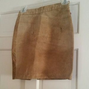Don't Stop Tan Suede Leather Skirt  Jr. Size 12